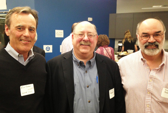 Richard Horan, managing director of the Slater Technology Fund, Stevin Zorn, CEO of MindImmune, Inc., and Frank Menniti, chief scientific officer at MindImmune, at the Aging 2.0 startup pitch event.