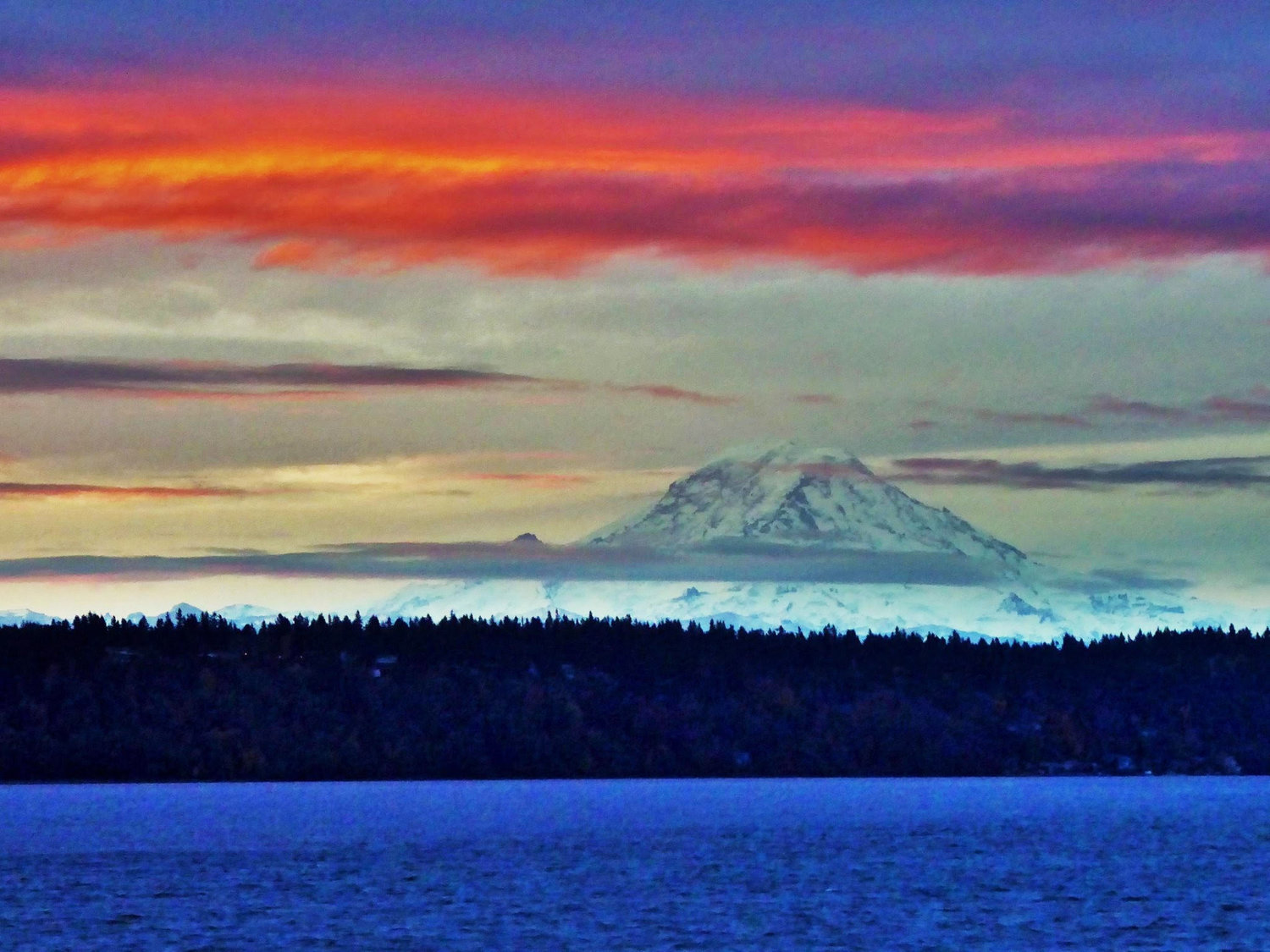 Sunrise over Mount Rainier.