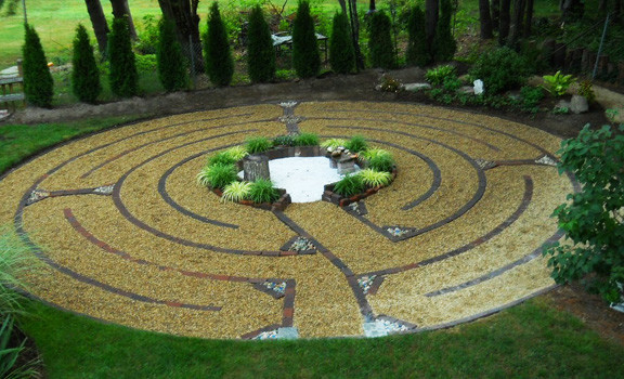The labyrinth, "Drew's Way," that was created by Gabrielle Doucet, at her home, as a way to honor her son, who committed suicide as an adult when he was 42. The labyrinth is open to all, whenever anyone may want to experience it.