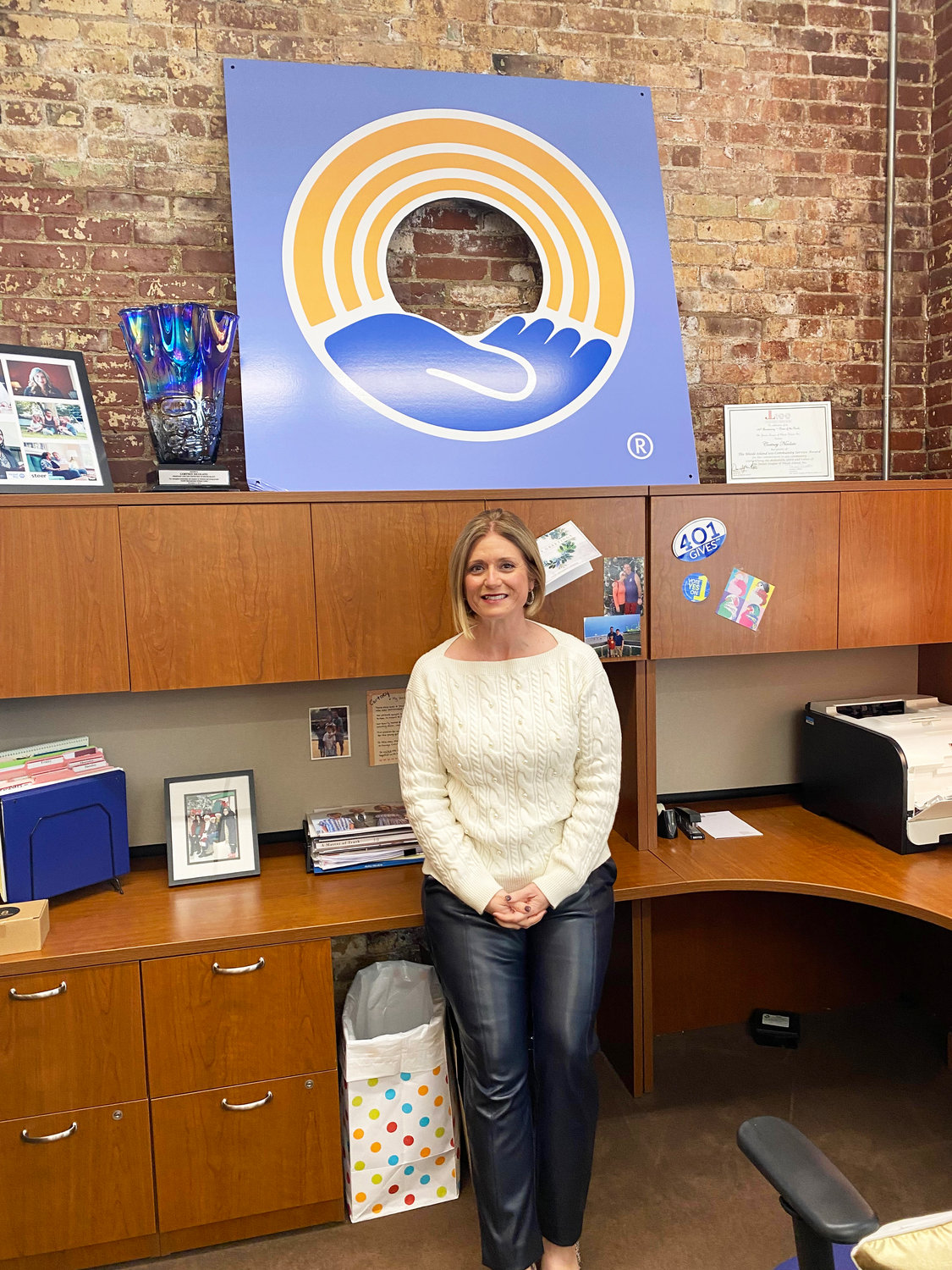Cortney Nicolato, president and CEO of United Way of Rhode Island, in her office.
